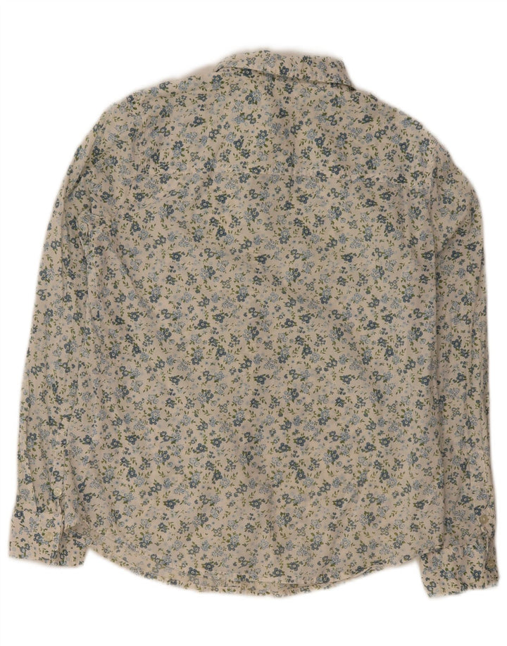 Benetton Womens Shirt UK 10 Small White Floral Cotton