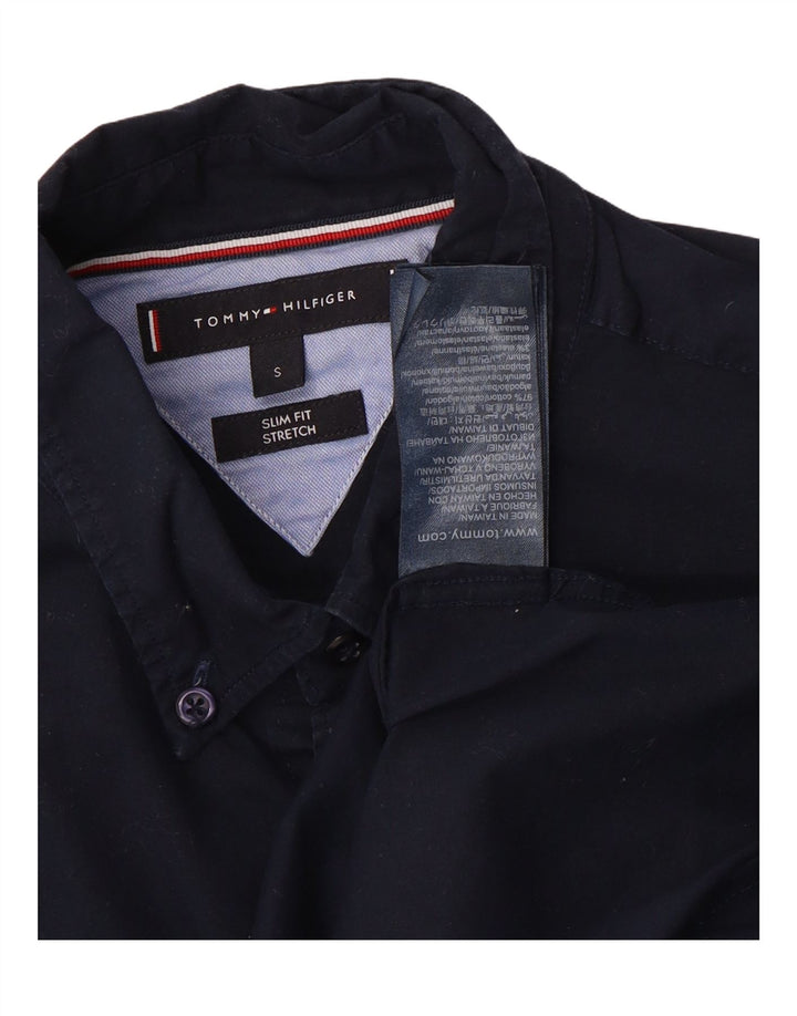 TOMMY HILFIGER Mens Slim Fit Shirt Small Navy Blue Cotton