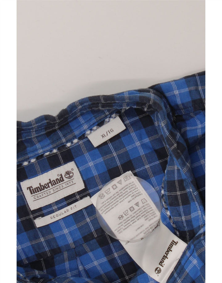 Timberland Mens Regular Fit Shirt XL Blue Check Cotton