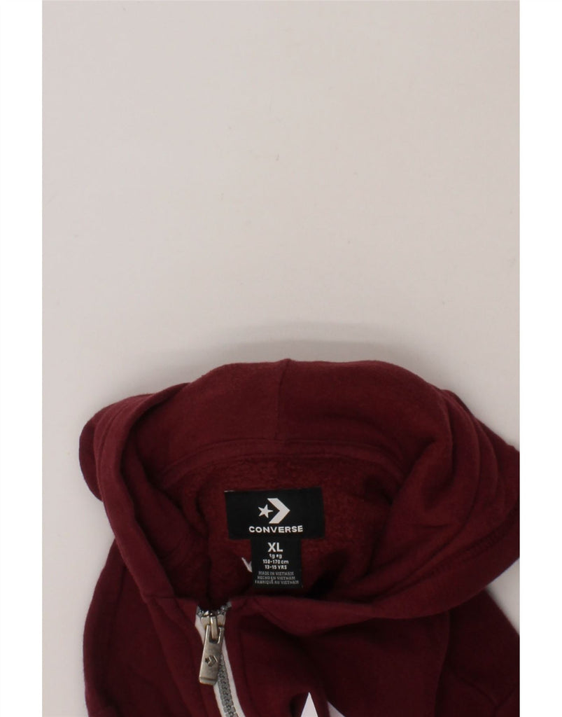 CONVERSE Boys Graphic Zip Hoodie Sweater 13-14 Years XL  Burgundy Cotton Vintage Converse and Second-Hand Converse from Messina Hembry 