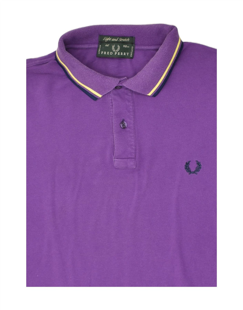 FRED PERRY Mens Light and Stretch Long Sleeve Polo Shirt Medium Purple | Vintage Fred Perry | Thrift | Second-Hand Fred Perry | Used Clothing | Messina Hembry 