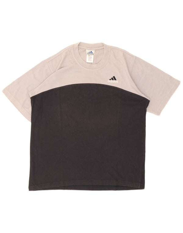 Adidas Mens T-Shirt Top UK 38/40 Medium Black Colourblock Cotton