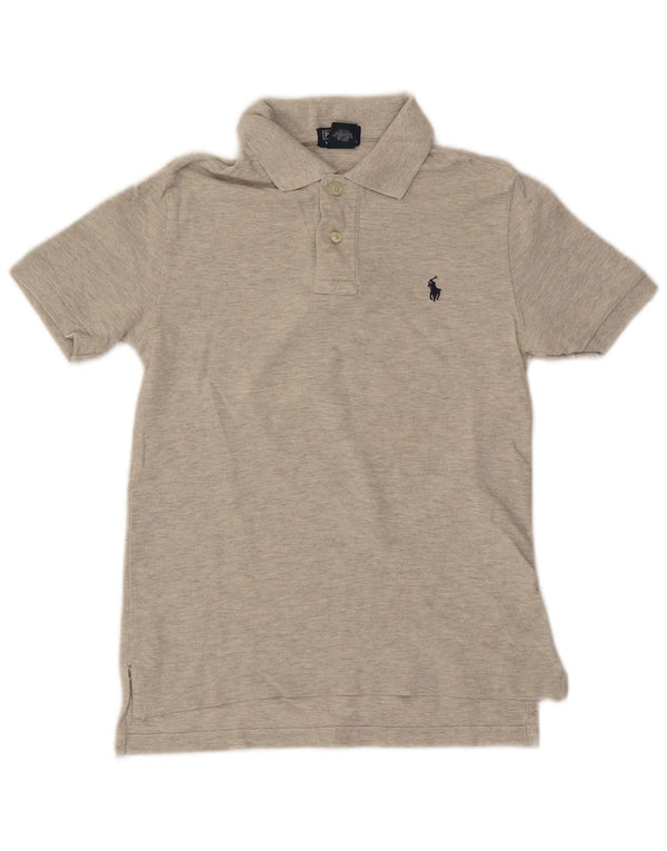 POLO RALPH LAUREN Boys Polo Shirt 7-8 Years Small Grey Flecked Cotton