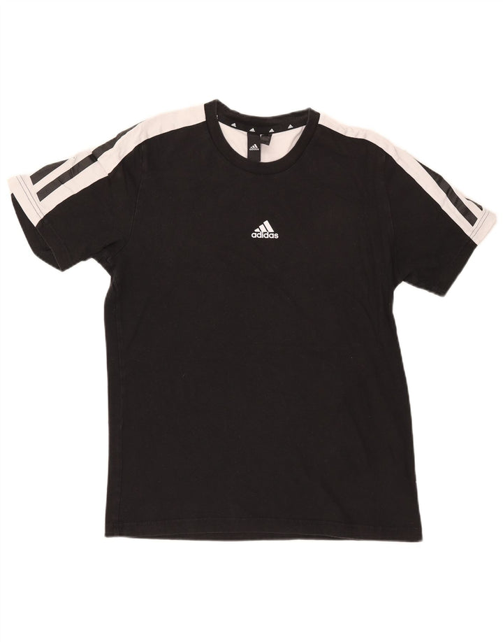 Adidas Mens T-Shirt Top Small Black Colourblock Cotton