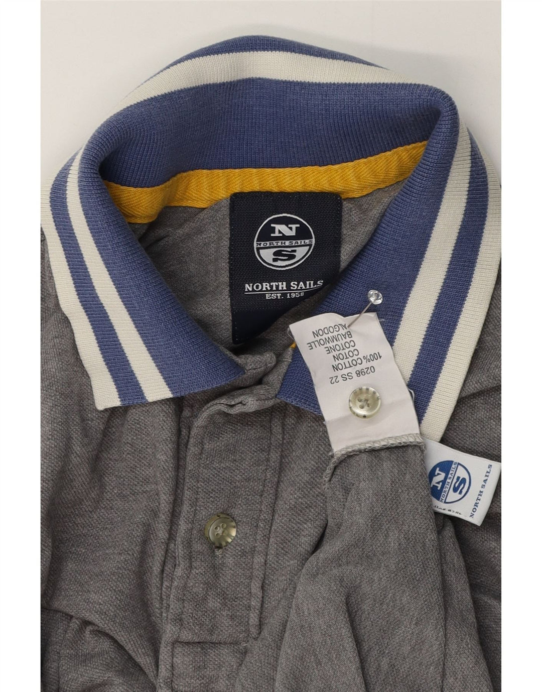 North Sails Mens Rugby Polo Shirt Small Grey Cotton