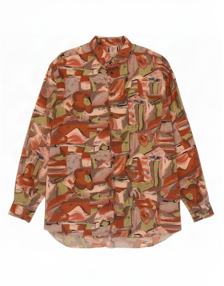 Angelo Litrico Mens Abstract Pattern Shirt Size 43/44 XL Multicoloured Silk