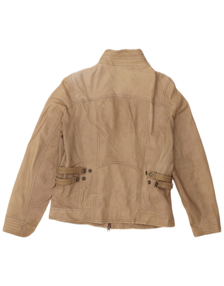 Cecil Womens Leather Jacket UK 12 Medium Brown