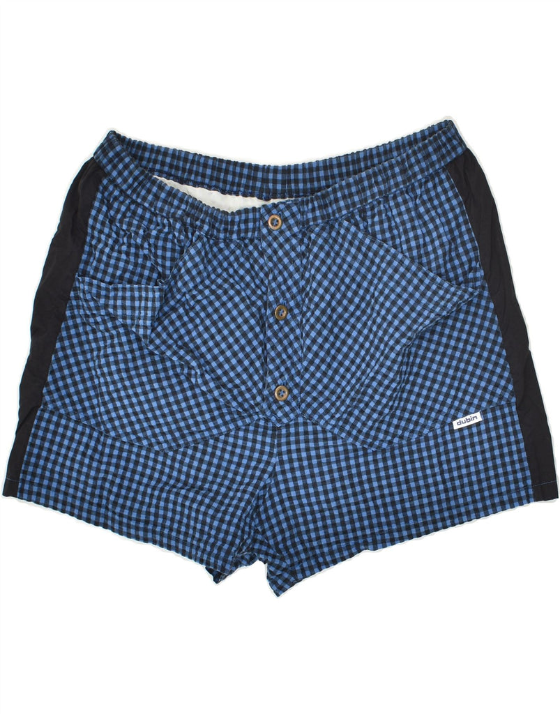 DUBIN Mens Sport Shorts IT 54 2XL Blue Gingham Cotton | Vintage Dubin | Thrift | Second-Hand Dubin | Used Clothing | Messina Hembry 