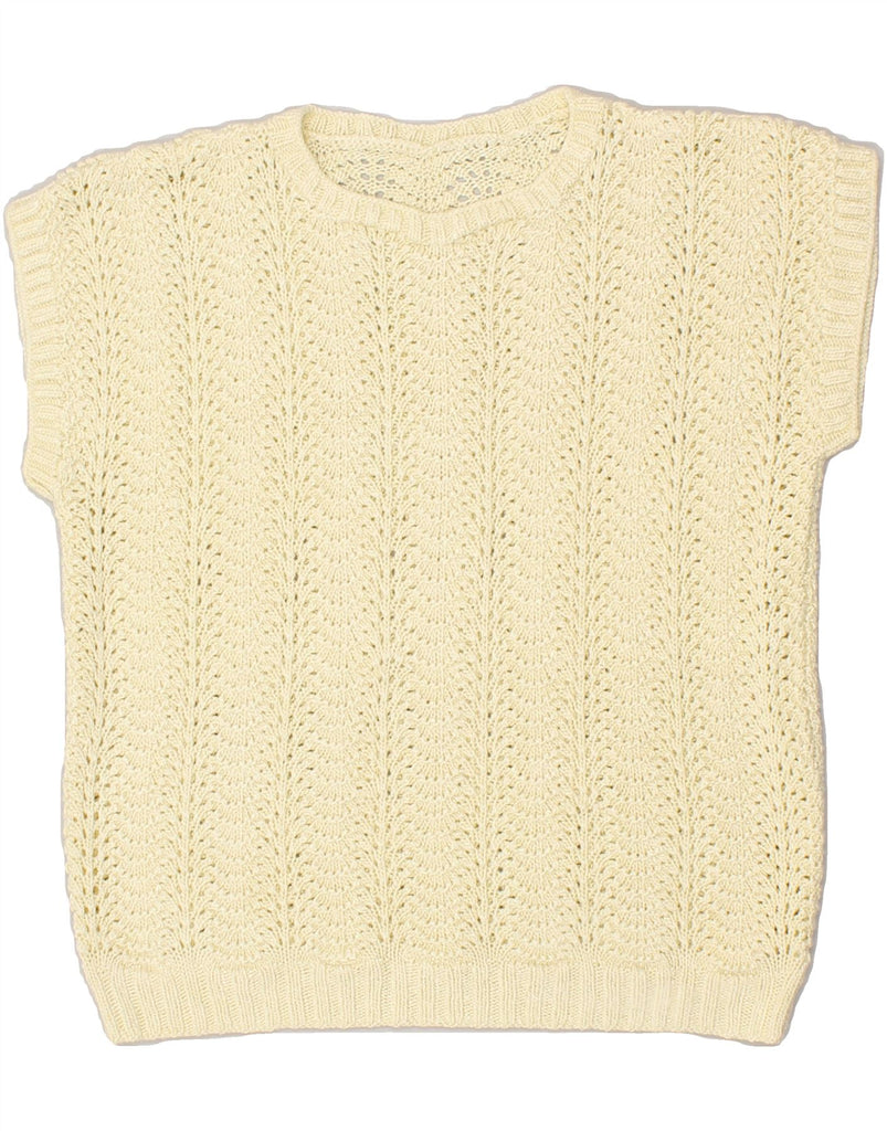 VINTAGE Womens Sleeveless Crew Neck Jumper Sweater UK 6 XS Yellow | Vintage Vintage | Thrift | Second-Hand Vintage | Used Clothing | Messina Hembry 