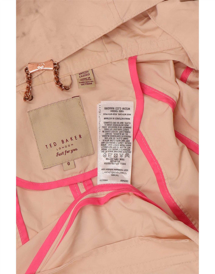 Ted Baker Womens Hooded Oversized Parka Jacket Size 0 2XS Pink Polyester
