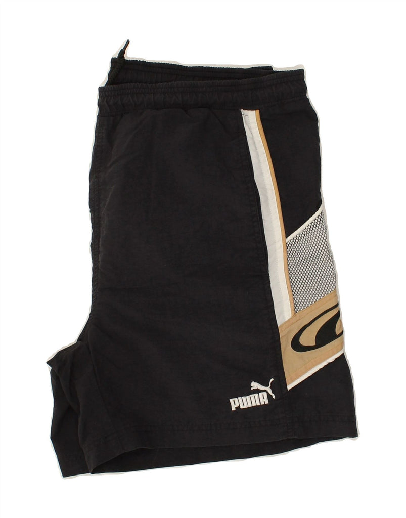 PUMA Mens Sport Shorts XL Black Colourblock | Vintage Puma | Thrift | Second-Hand Puma | Used Clothing | Messina Hembry 