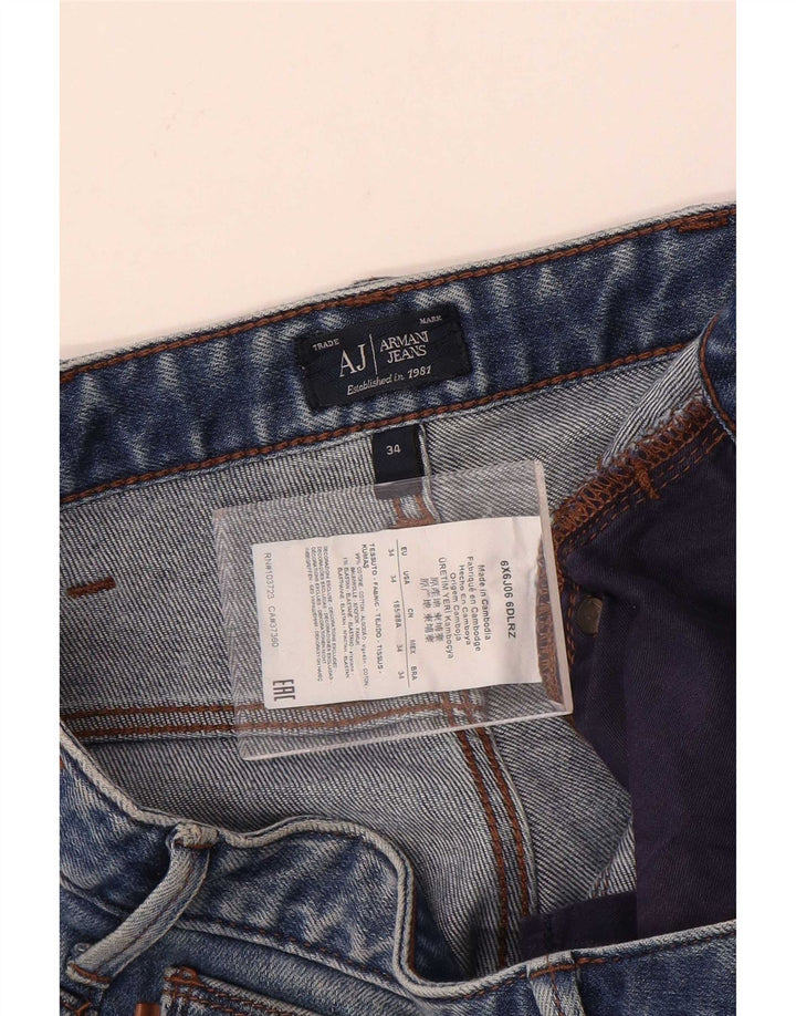 Armani Mens Slim Jeans W34 L34 Blue Cotton