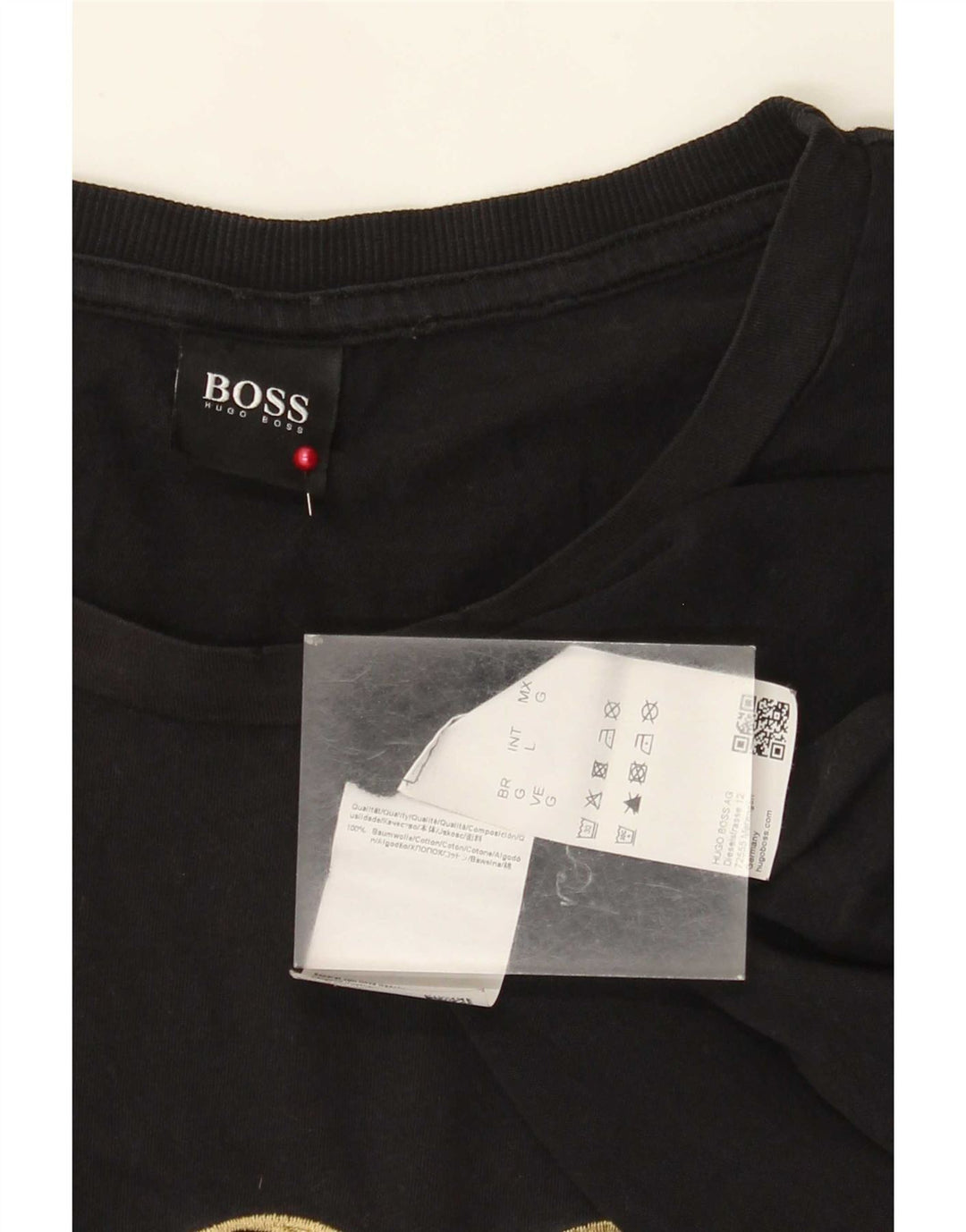 Hugo Boss Mens Graphic T-Shirt Top Large Black Cotton