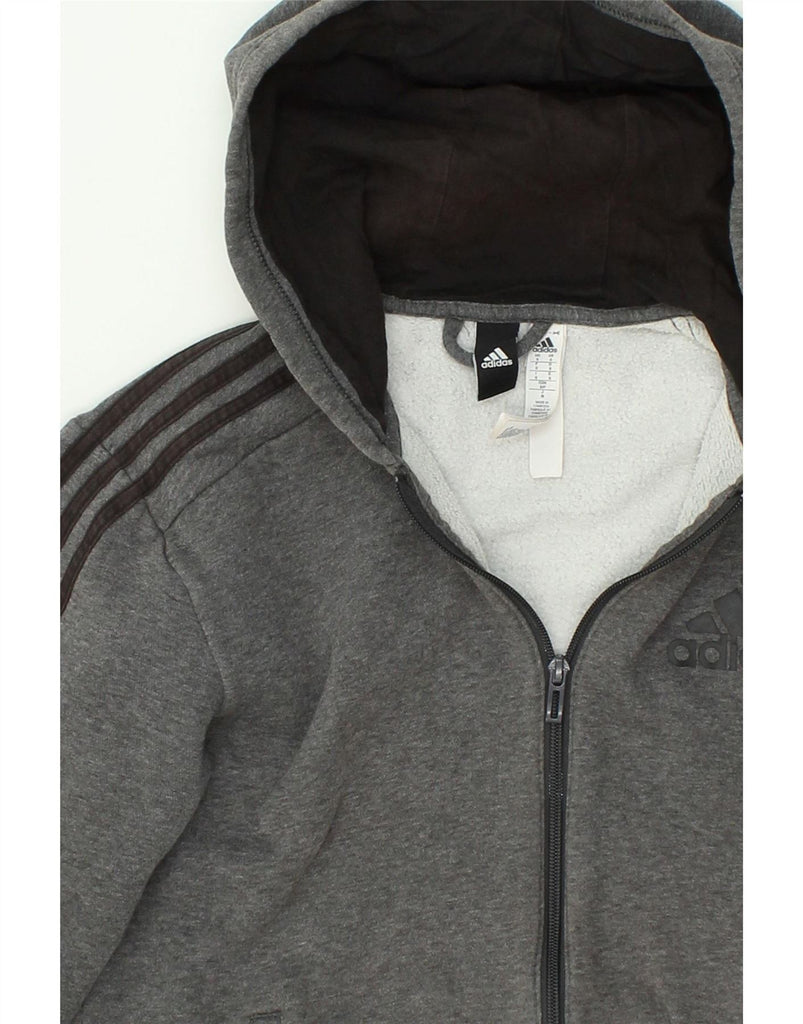 ADIDAS Mens Stretch Graphic Zip Hoodie Sweater Small Grey Cotton | Vintage Adidas | Thrift | Second-Hand Adidas | Used Clothing | Messina Hembry 