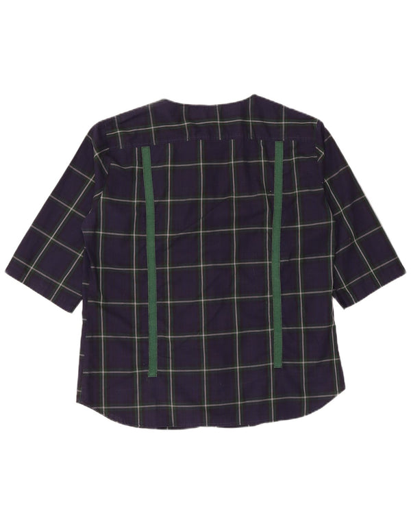 Henry Cottons Womens 3/4 Sleeve Shirt Blouse IT 48 XL Navy Blue Check