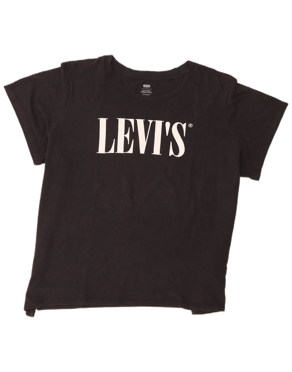 Levi's Womens Graphic T-Shirt Top UK 22 3XL Black Cotton