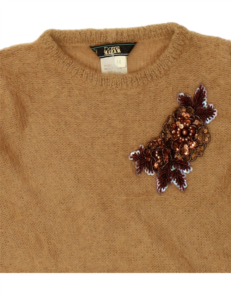 VINTAGE Womens Crew Neck Jumper Sweater IT 44 Medium Brown Modal Vintage Vintage and Second-Hand Vintage from Messina Hembry 