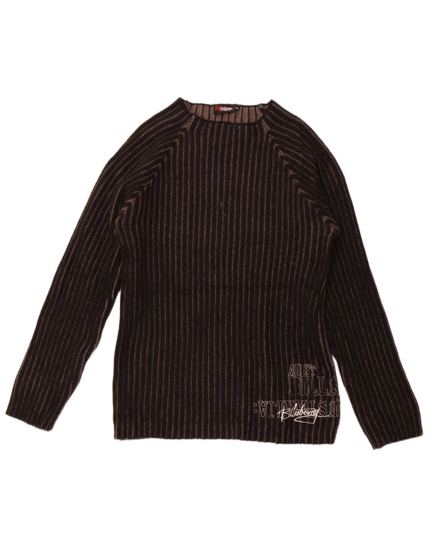 Billabong Womens Boat Neck Jumper Sweater UK 18 XL Black Striped Lambswool