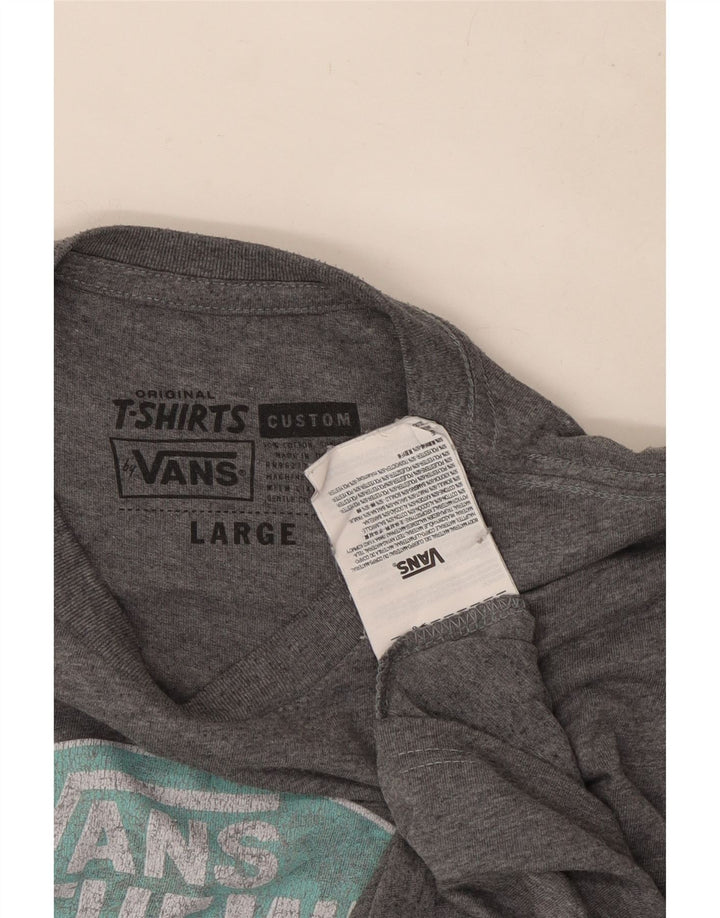 Vans Mens Custom Fit Graphic T-Shirt Top Large Grey Cotton
