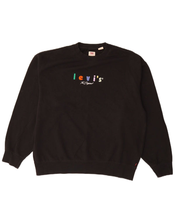 LEVI'S Mens Relaxed Graphic Sweatshirt Jumper Large Black Cotton
