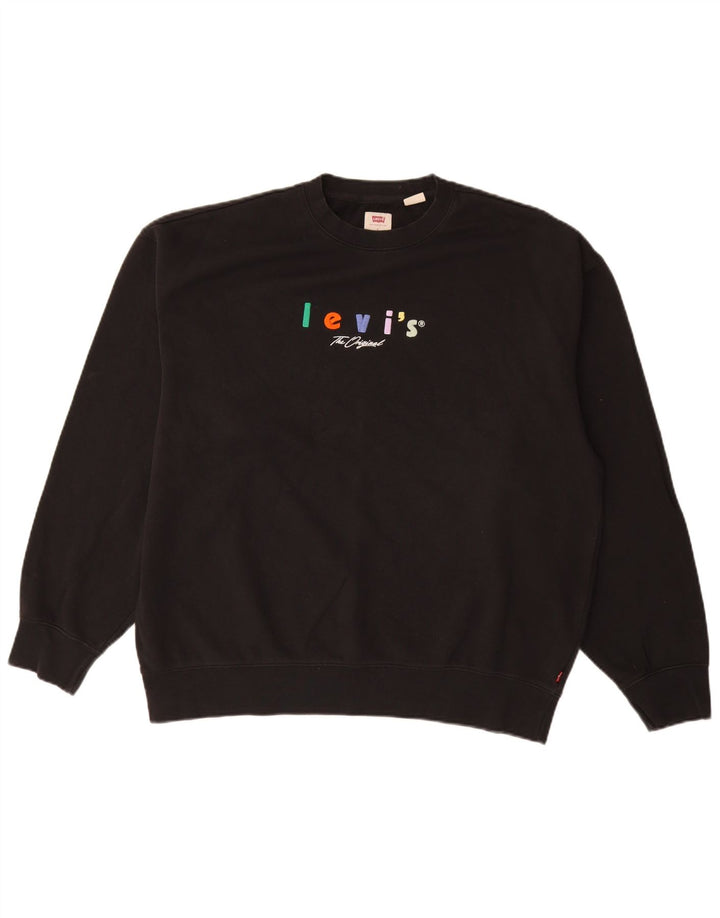 LEVI'S Mens Relaxed Graphic Sweatshirt Jumper Large Black Cotton