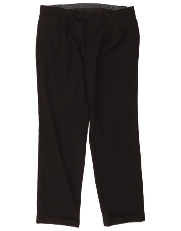 Ralph Lauren Mens Straight Suit Trousers W35 L30 Black Viscose