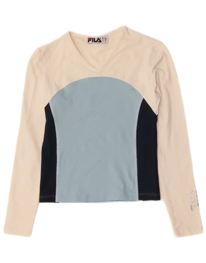 Fila Womens Crop Graphic Top Long Sleeve IT 40/42 Small White Colourblock