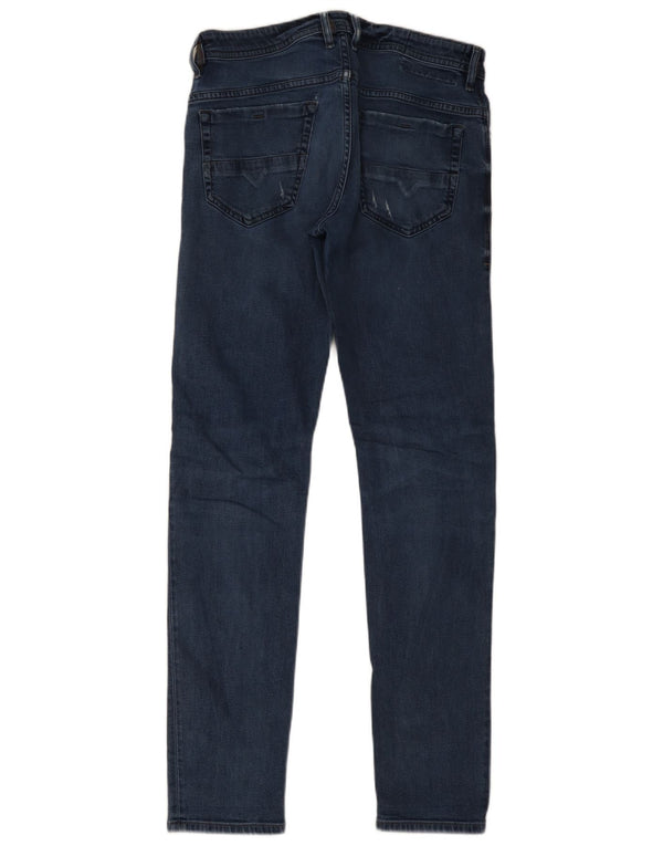 Diesel Mens Thommer Distressed Slim Skinny Jeans W33 L34 Navy Blue Cotton