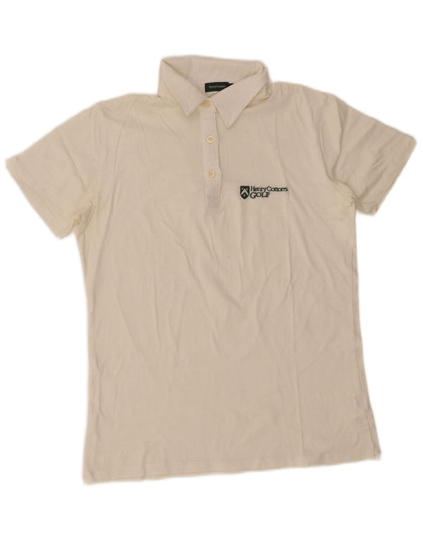 Henry Cottons Womens Polo Shirt UK 14 Large White Cotton
