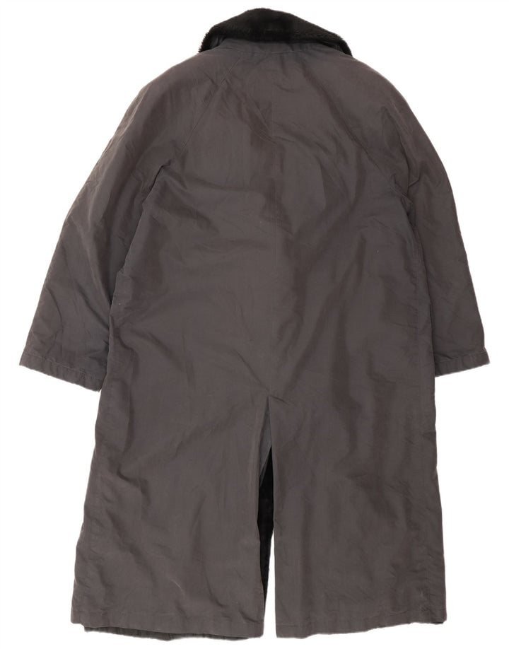 Luisa Spagnoli Womens Double Breasted Coat UK 14 Medium Grey Cotton