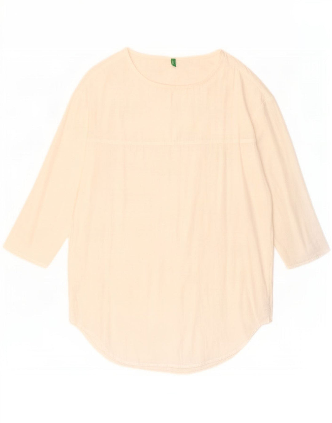 Benetton Womens 3/4 Sleeve Tunic Top UK 14 Medium White Viscose
