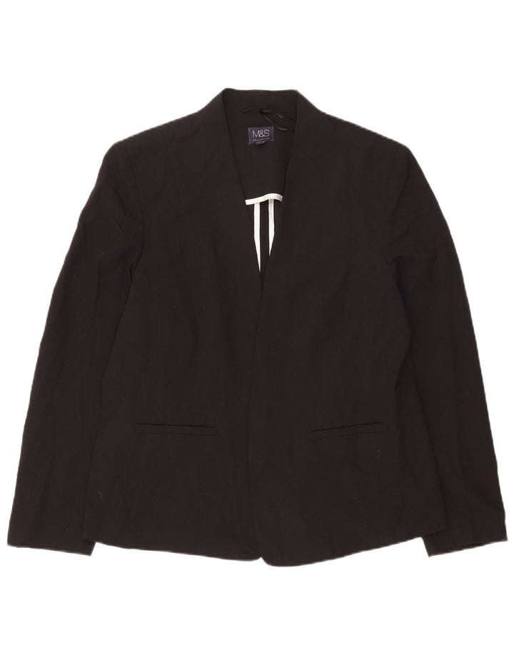 Marks & Spencer Womens Open Blazer Jacket UK 16 Large Black Polyester