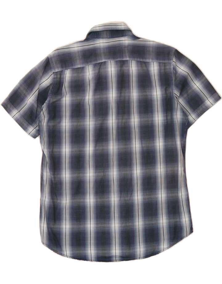 CARRERA Mens Regular Fit Short Sleeve Shirt Medium Navy Blue Check Cotton Vintage Carrera and Second-Hand Carrera from Messina Hembry 