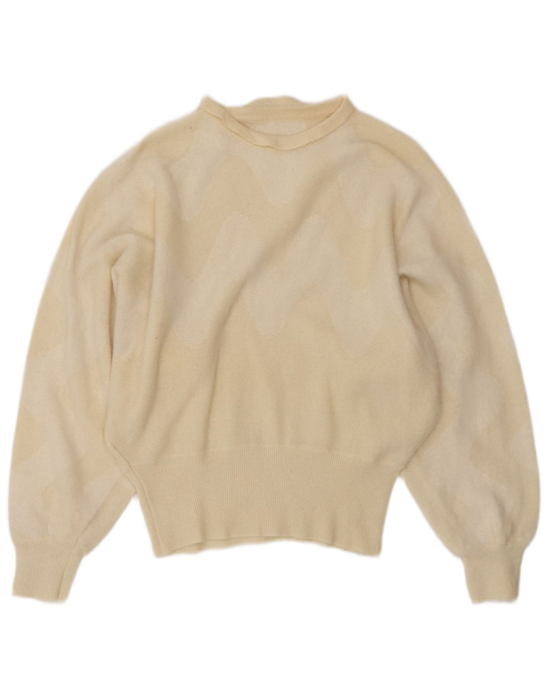 Vintage Womens Boat Neck Jumper Sweater UK 14 Medium Beige