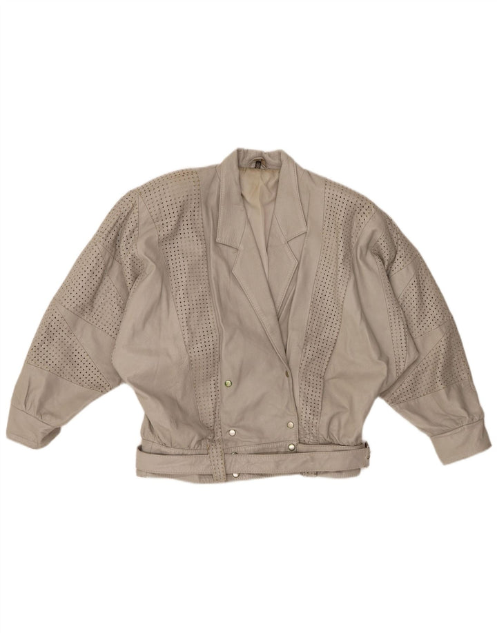 GABRIELLA BENELLI Womens Oversized Jacket EU 36 Small Grey Leather