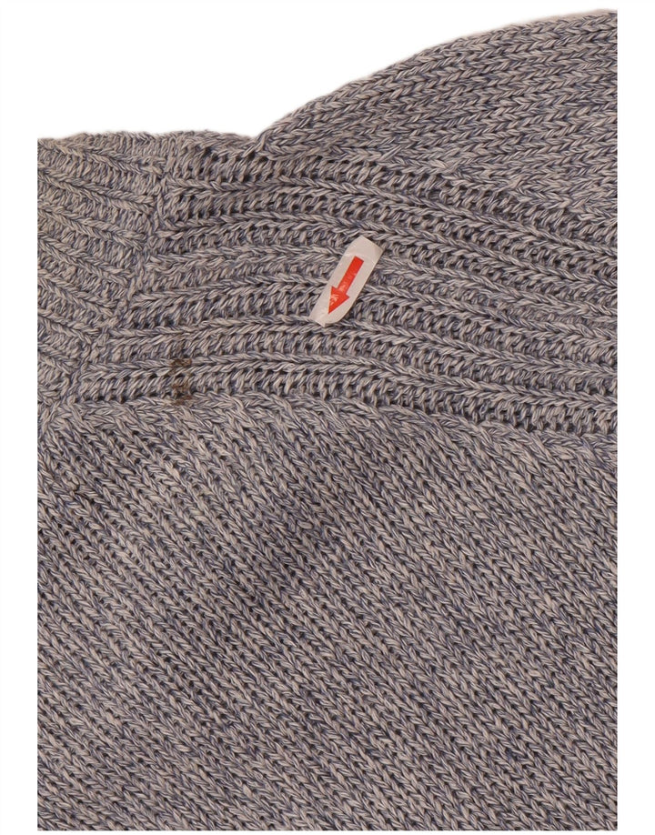 Massimo Dutti Mens Cardigan Sweater Large Blue Flecked Linen