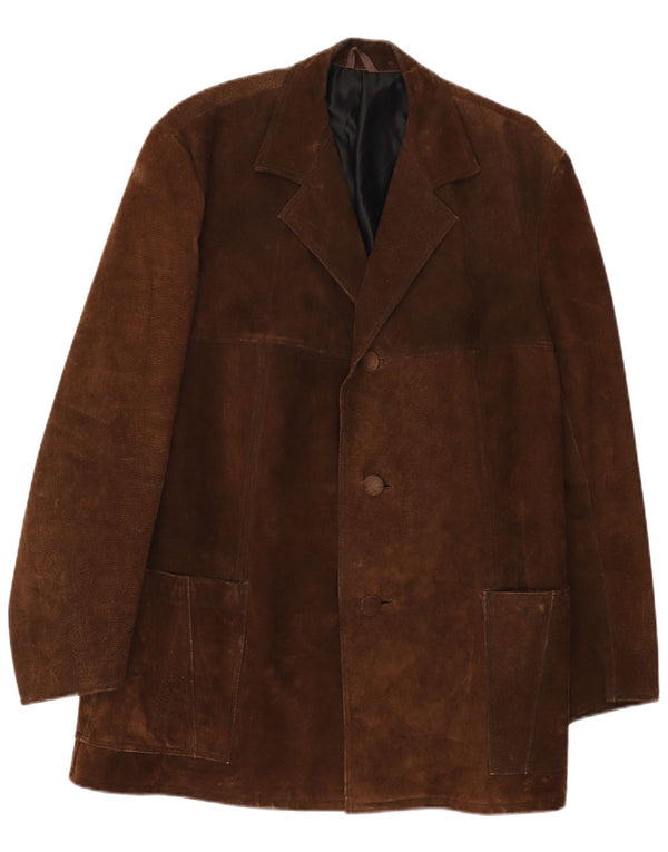 Vintage Mens 3 Button Suede Blazer Jacket UK 40 Large Brown