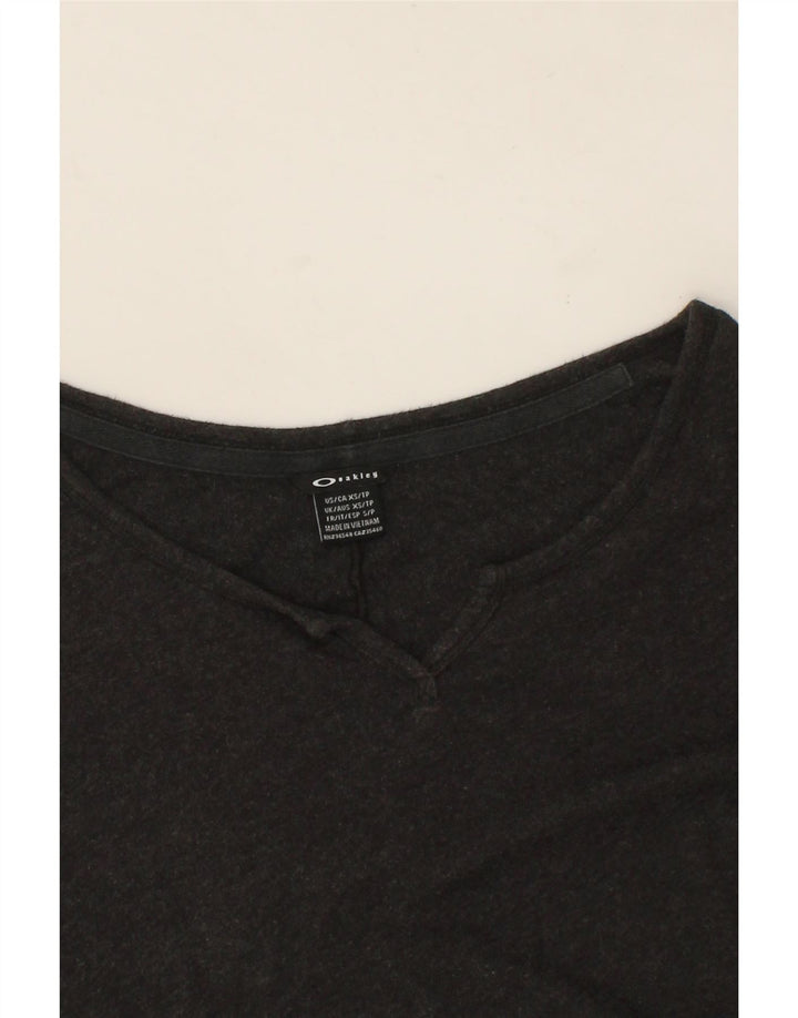 OAKLEY Womens Oversized Top Long Sleeve UK 6 XS Grey Cotton Vintage Oakley and Second-Hand Oakley from Messina Hembry 