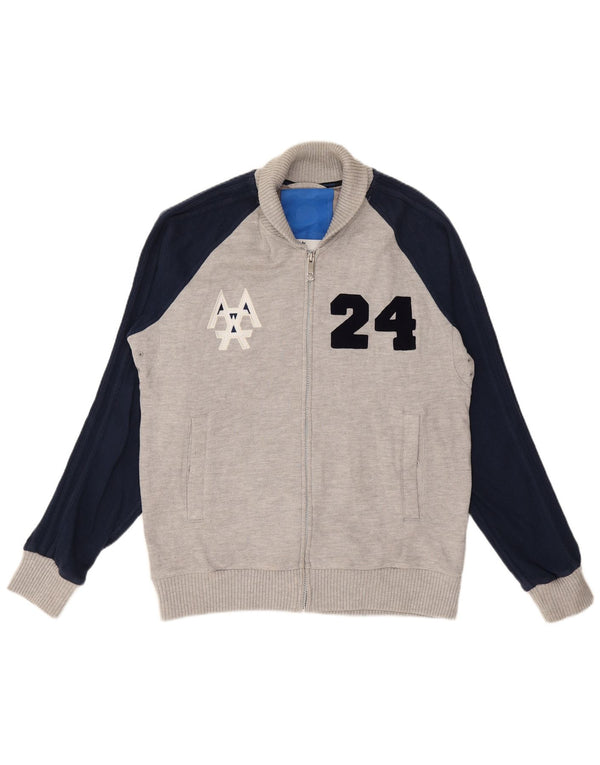 ADIDAS Mens Graphic Tracksuit Top Jacket Large Grey Colourblock Cotton