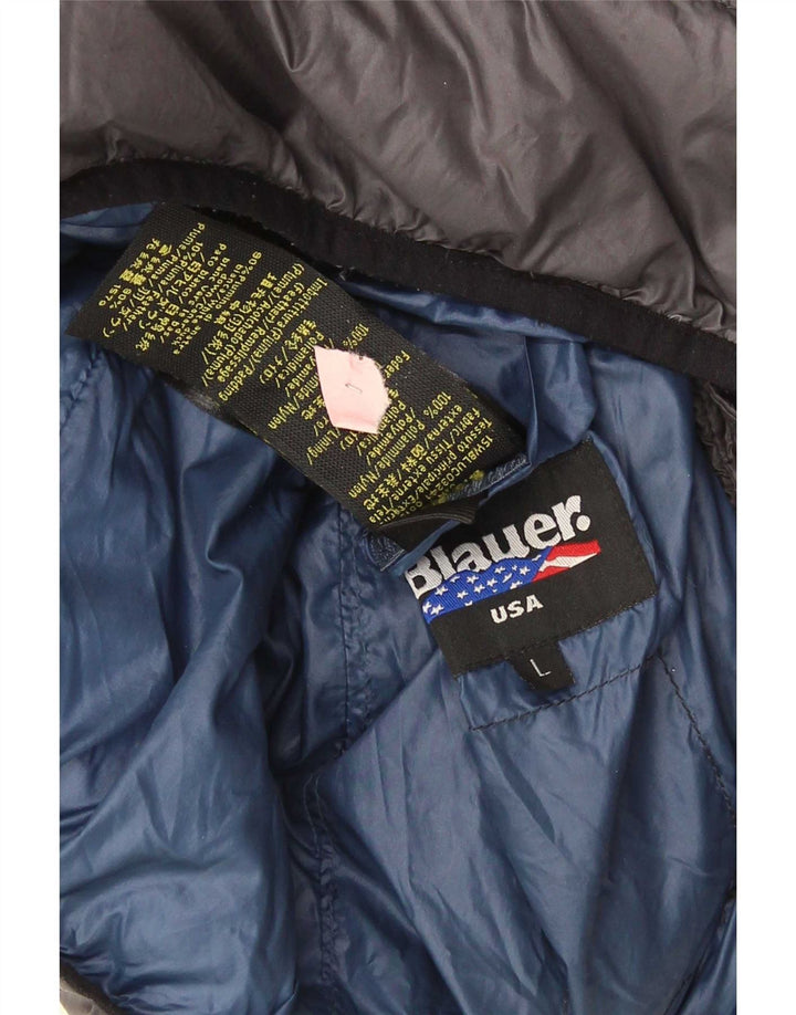Blauer Mens Hooded Padded Jacket UK 40 Large Grey Polyamide