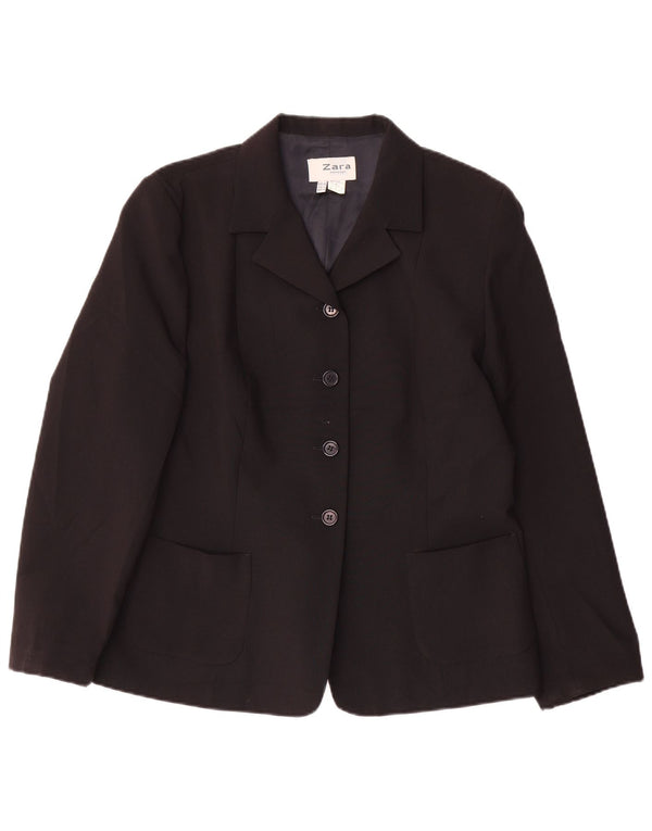 Zara Womens 4 Button Blazer Jacket EU 44 XL Black Polyester