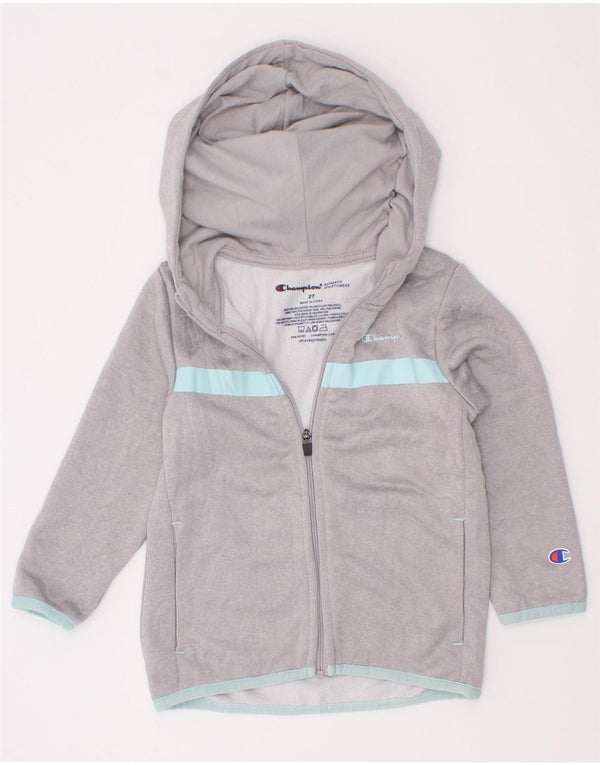 Champion Baby Boys Zip Hoodie Sweater 18-24 Months Grey Colourblock