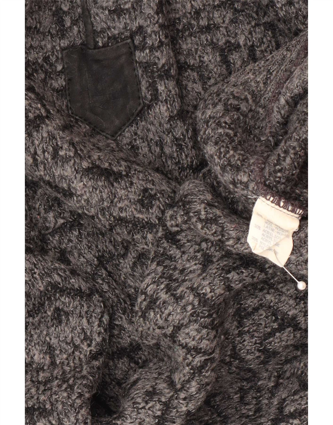 Vintage Mens Polo Neck Jumper Sweater IT 52 Large Grey Geometric Wool