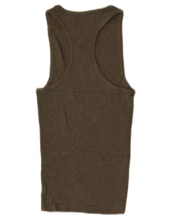 Zara Womens Vest Top UK 8 Small Khaki