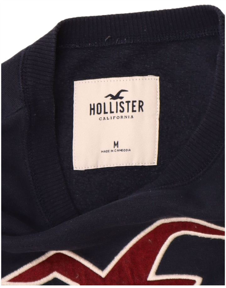 Hollister Mens Graphic Sweatshirt Jumper Medium Navy Blue Cotton