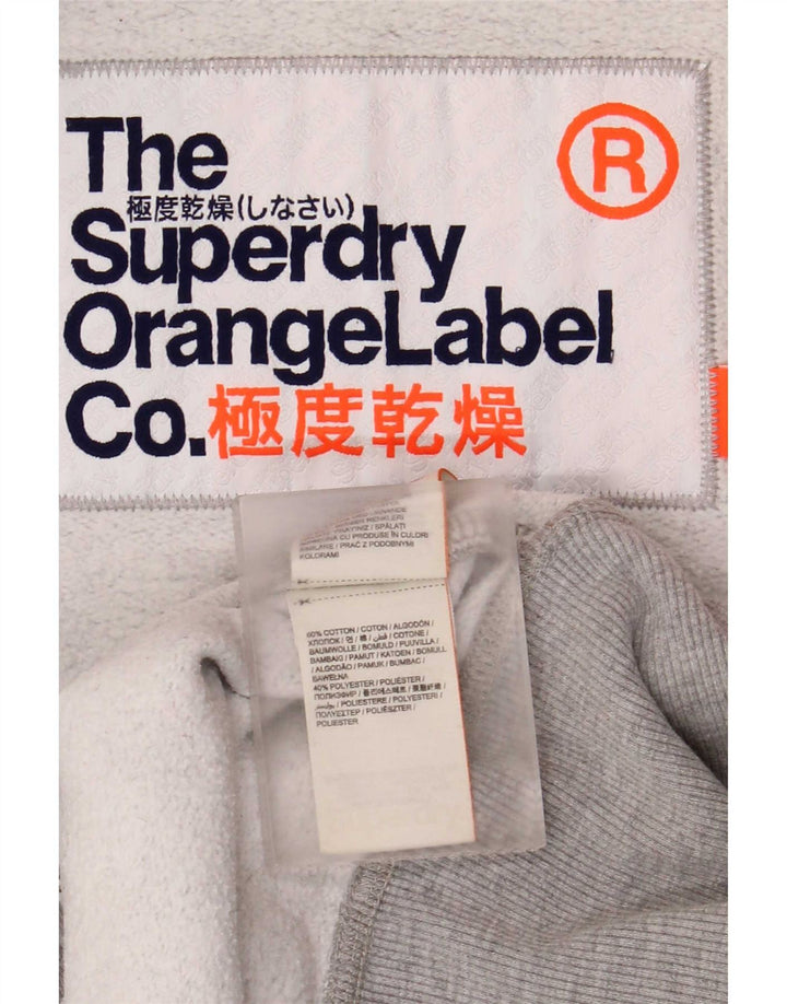 Superdry Mens Zip Hoodie Sweater Large Grey Flecked Cotton