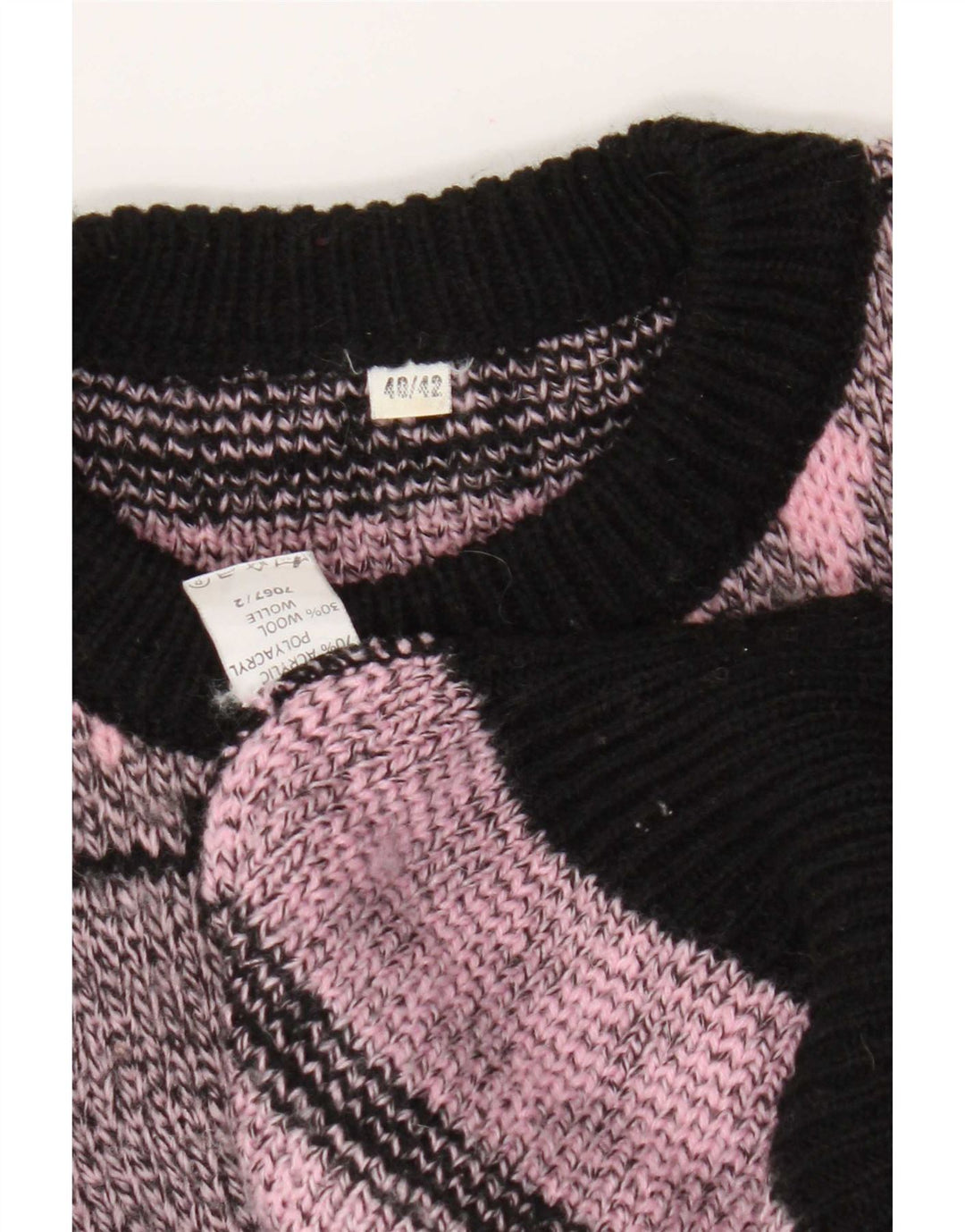 Vintage Womens Crew Neck Jumper Sweater EU 40/42 Medium Pink Geometric