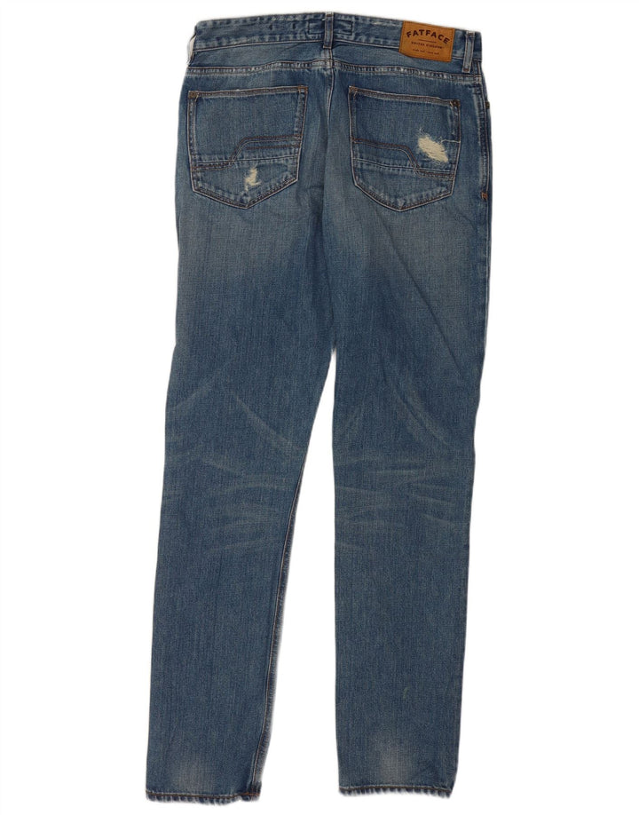 Fat Face Mens Distressed Slim Jeans W32 L33 Blue Cotton