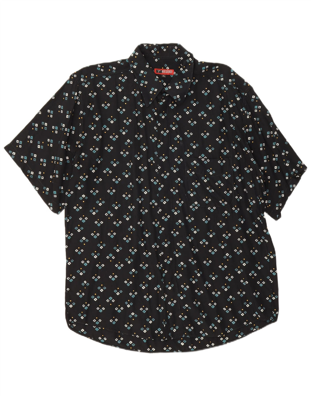 Tipo' S Mens Short Sleeve Shirt XL Black Geometric Viscose