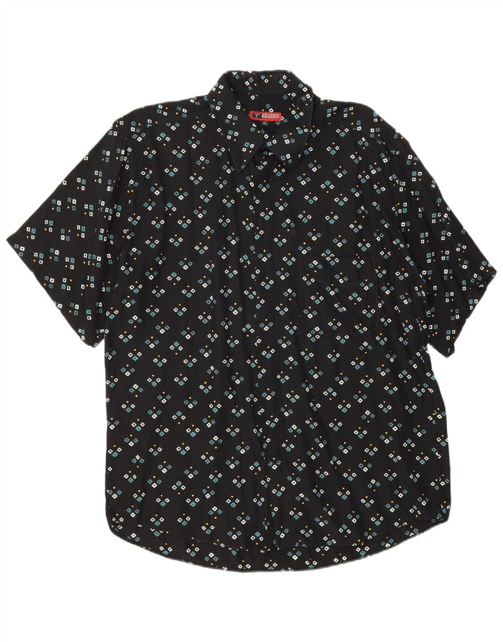 Tipo' S Mens Short Sleeve Shirt XL Black Geometric Viscose